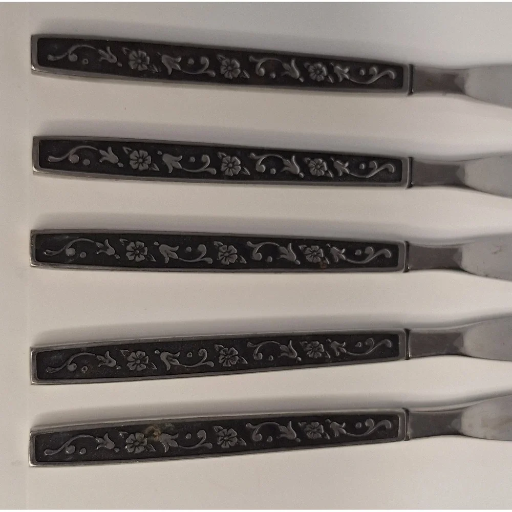 Oneida‎ Northland Pasadena Black Accent Lot Of 5 Dinner Knifes Japan Flatware